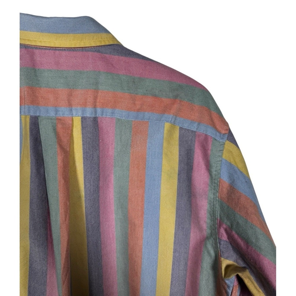 J.Crew Mens M Multi Color Stripe Cotton Oxford Button Down Shirt Long Sleeve - Picture 16 of 16